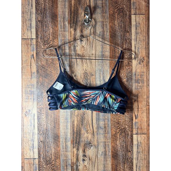 Vintage-Inspired Mossimo Strappy Bikini Swim Top Size M Tropical Palm Print - Picture 3 of 5